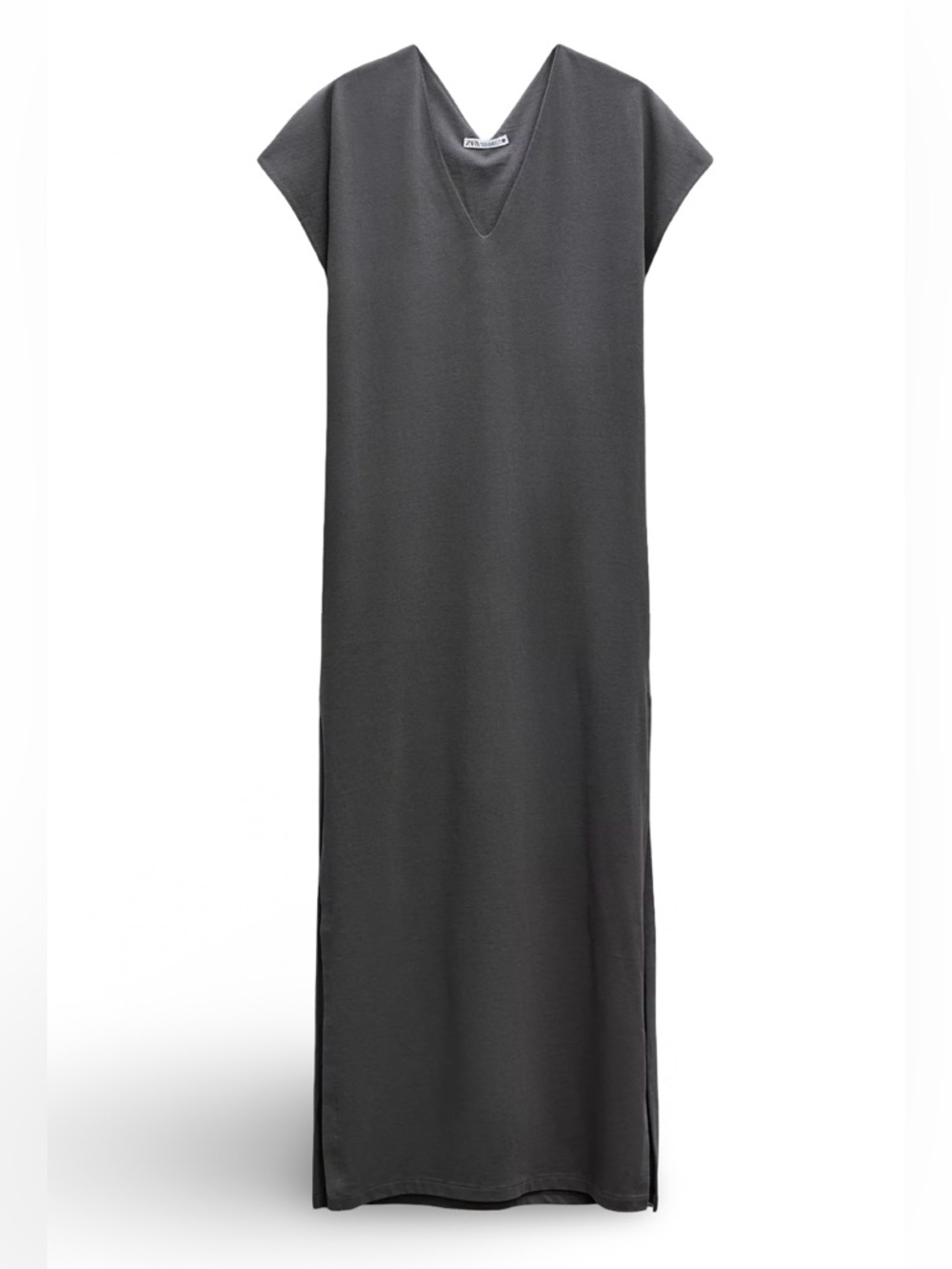 🐨 Zara Deep V-Neck Dress in Charcoal Grey Maxi/Midi 🐨